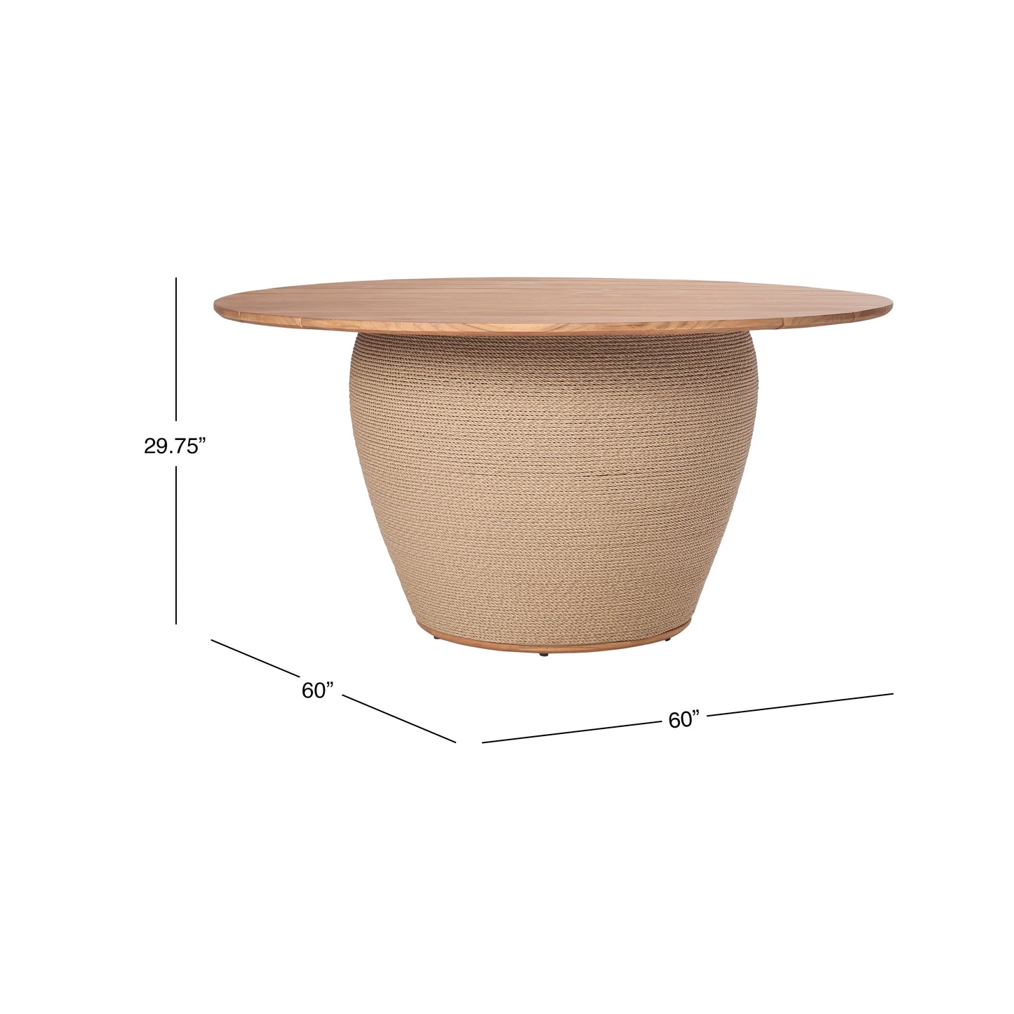Bali Outdoor Teak and Rope Round Dining Table