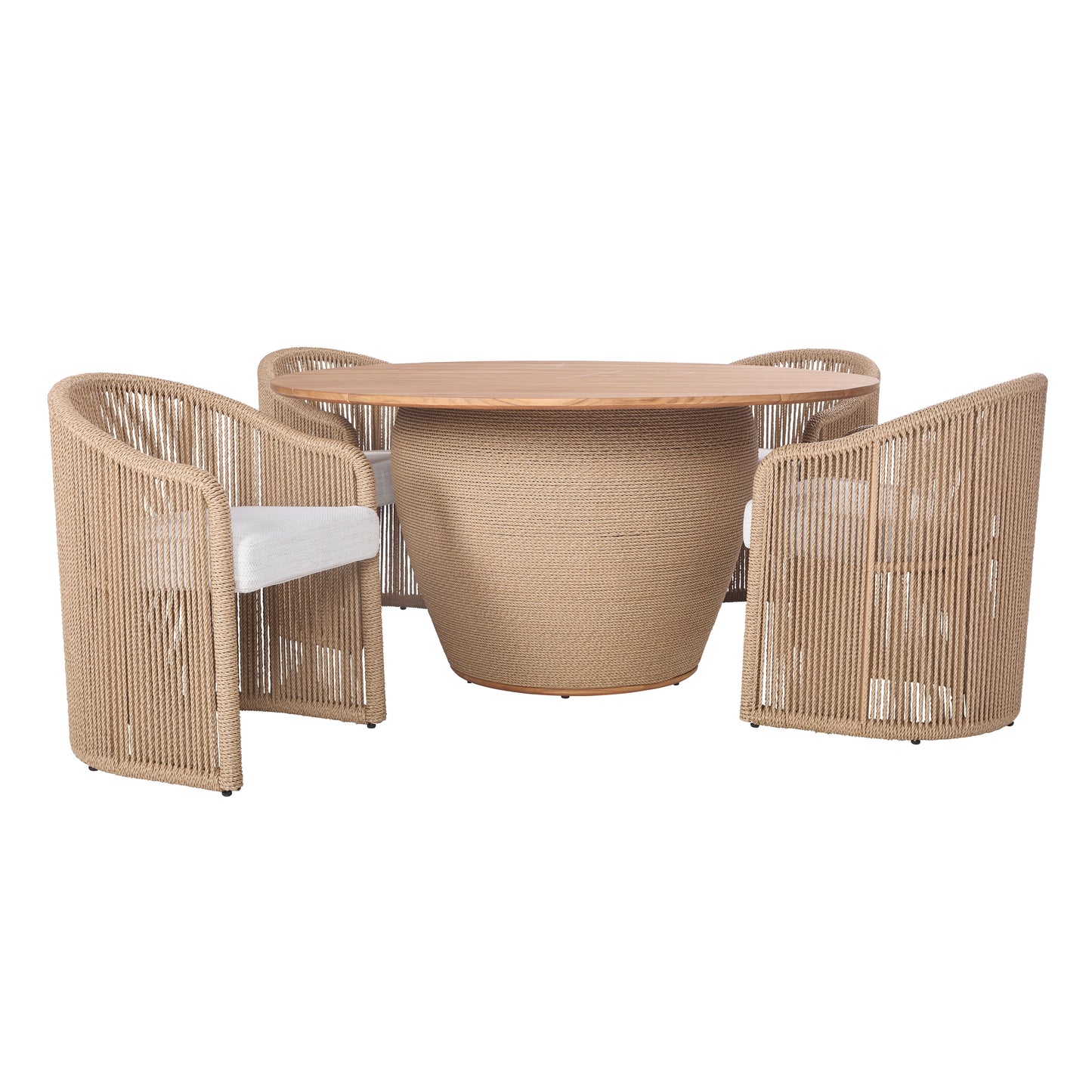 Bali Outdoor Teak and Rope Round Dining Table