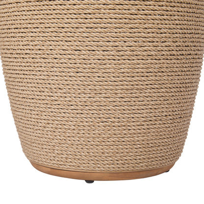 Bali Outdoor Teak and Rope Storage Side Table