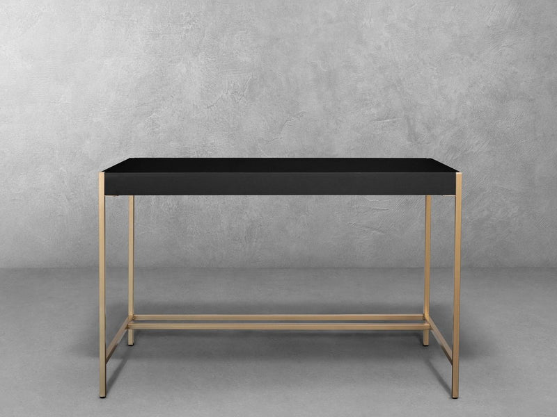 Blair 47 in. Wood Writing Desk, Black w/ Gold