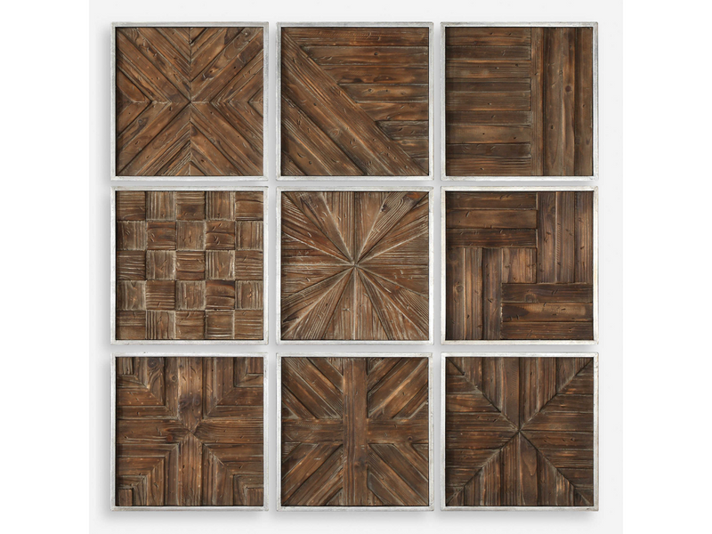Abbyson Home Blake Rustic Wooden Squares, Set of 9