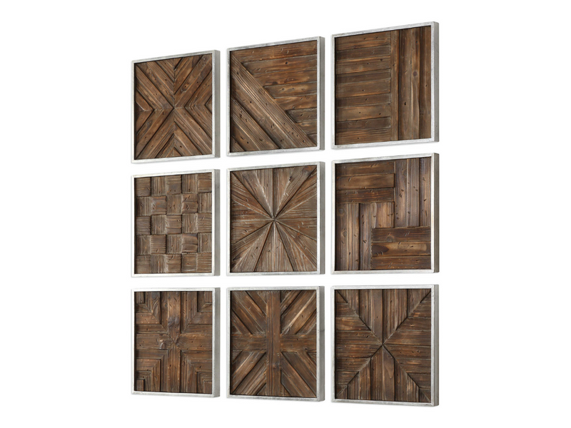 Abbyson Home Blake Rustic Wooden Squares, Set of 9