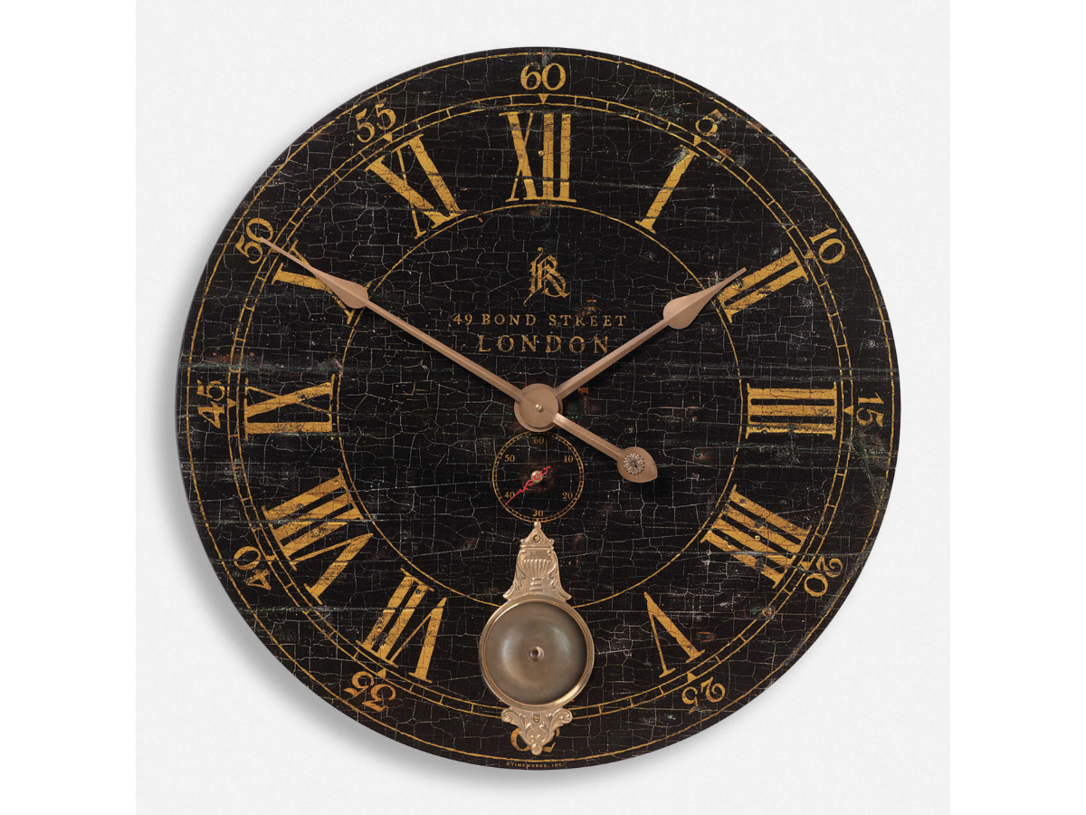 Abbyson Home Bonty 30" Black Wall Clock