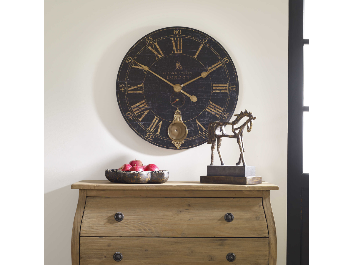 Abbyson Home Bonty 30" Black Wall Clock
