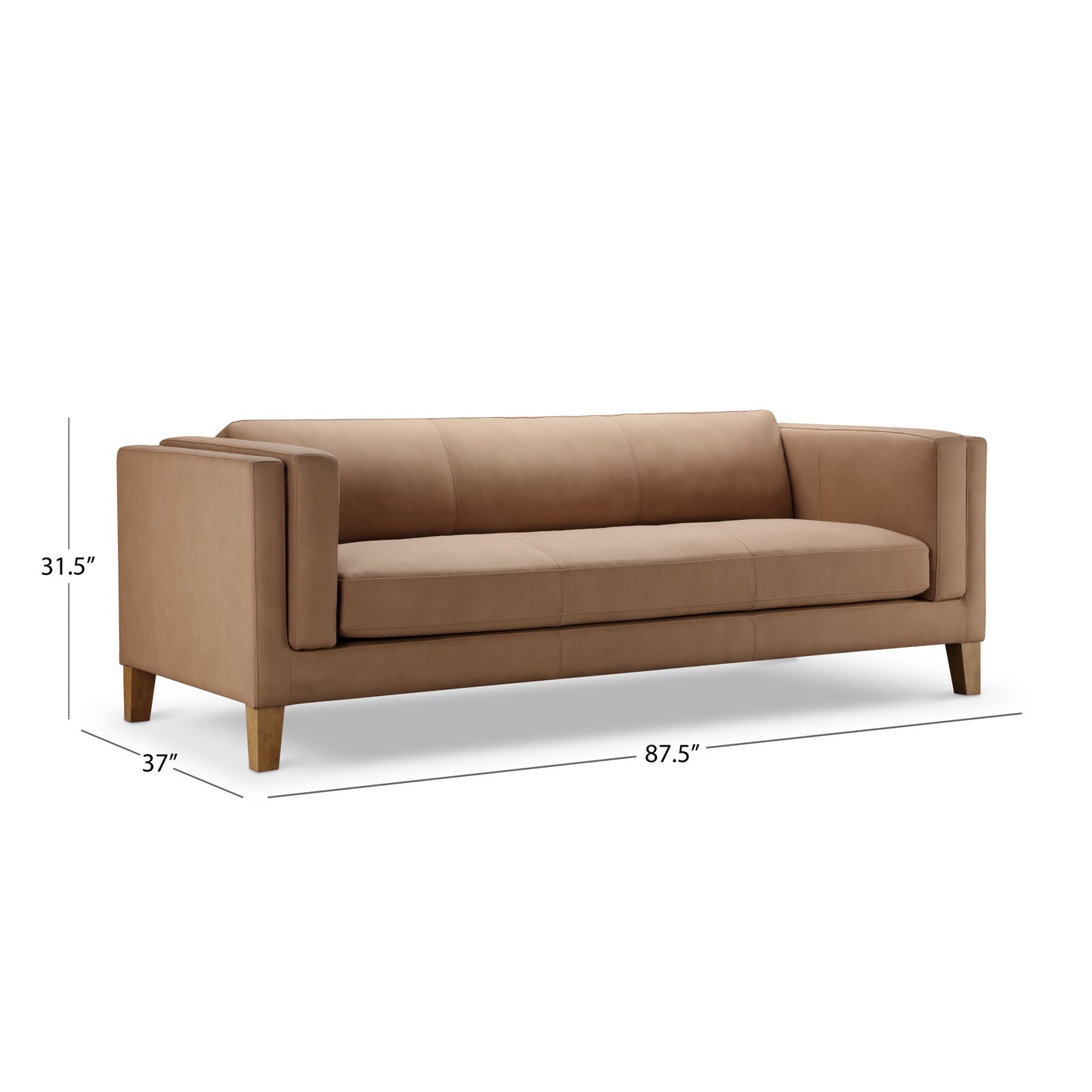 Boyd Top Grain Leather Sofa - Saddle Brown