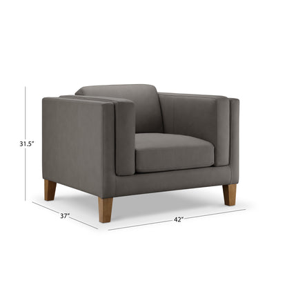 Boyd Top Grain Leather Armchair - Gray