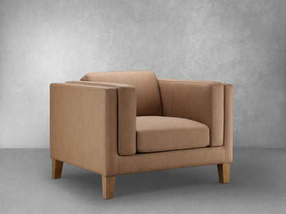 Boyd Top Grain Leather Armchair - Saddle Brown