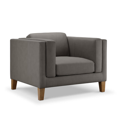 Boyd Top Grain Leather Armchair - Gray