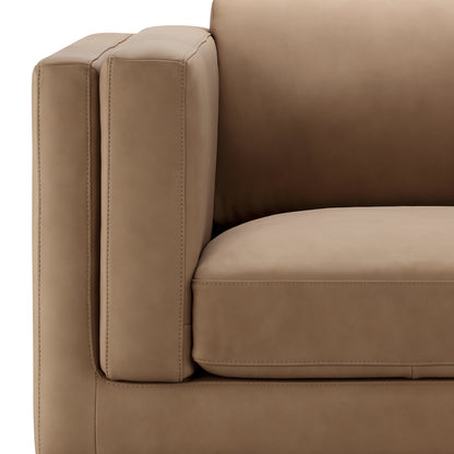 Boyd Top Grain Leather Armchair - Saddle Brown