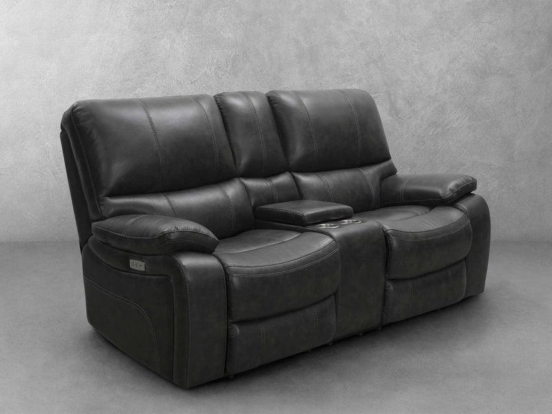 Braymor Leather Power Reclining Loveseat