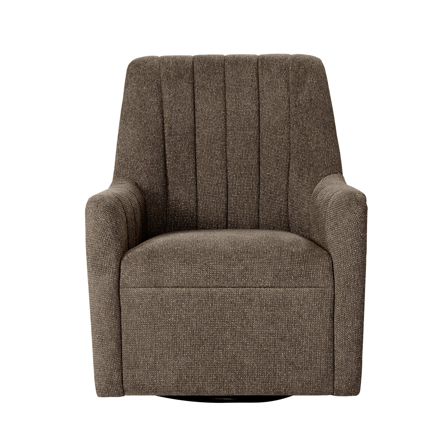 Bristol Fabric Channeled Swivel Chair, Dark Brown