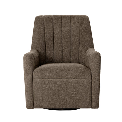 Bristol Fabric Channeled Swivel Chair, Dark Brown