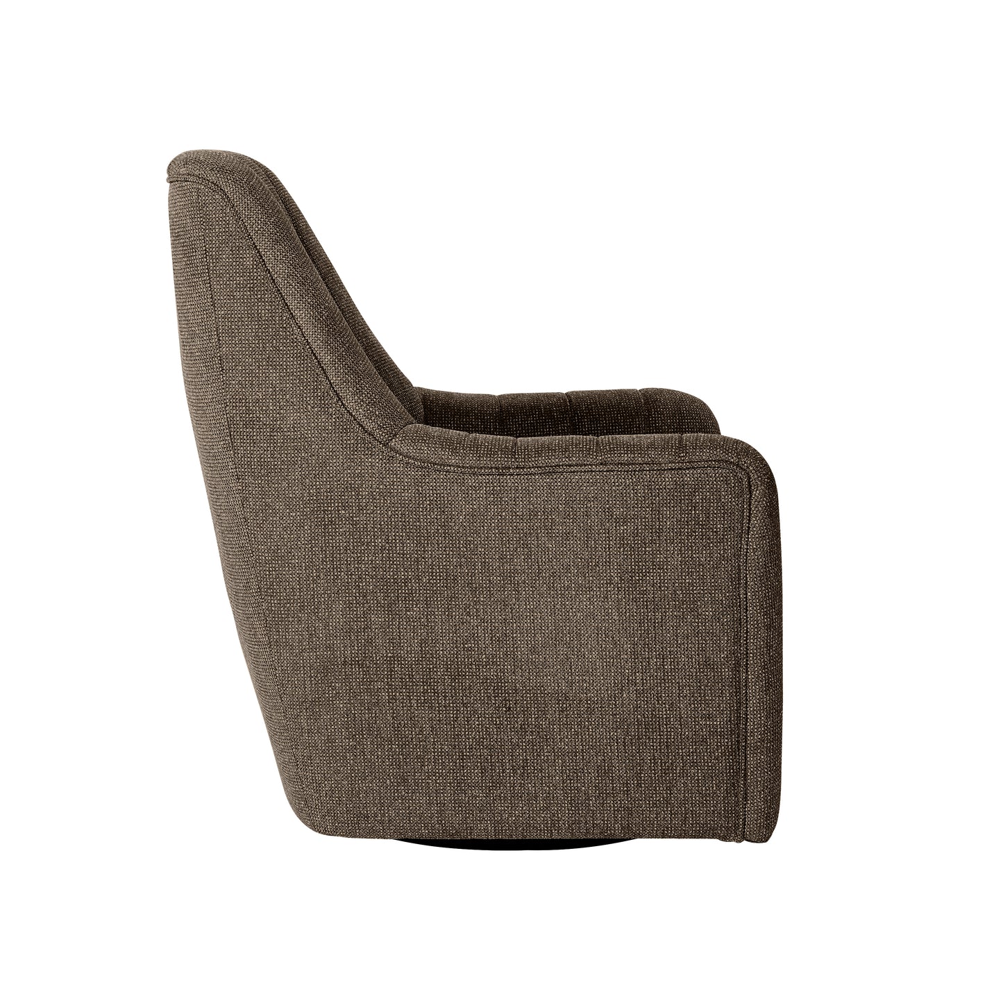 Bristol Fabric Channeled Swivel Chair, Dark Brown