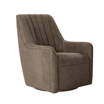 Bristol Fabric Channeled Swivel Chair, Dark Brown