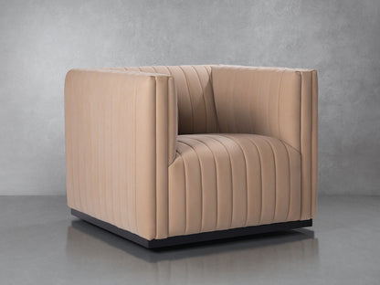 Vail Top Grain Leather Channeled Swivel Chair