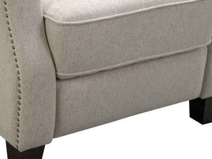 Calvin Fabric Tufted Push-Back Recliner - Cream