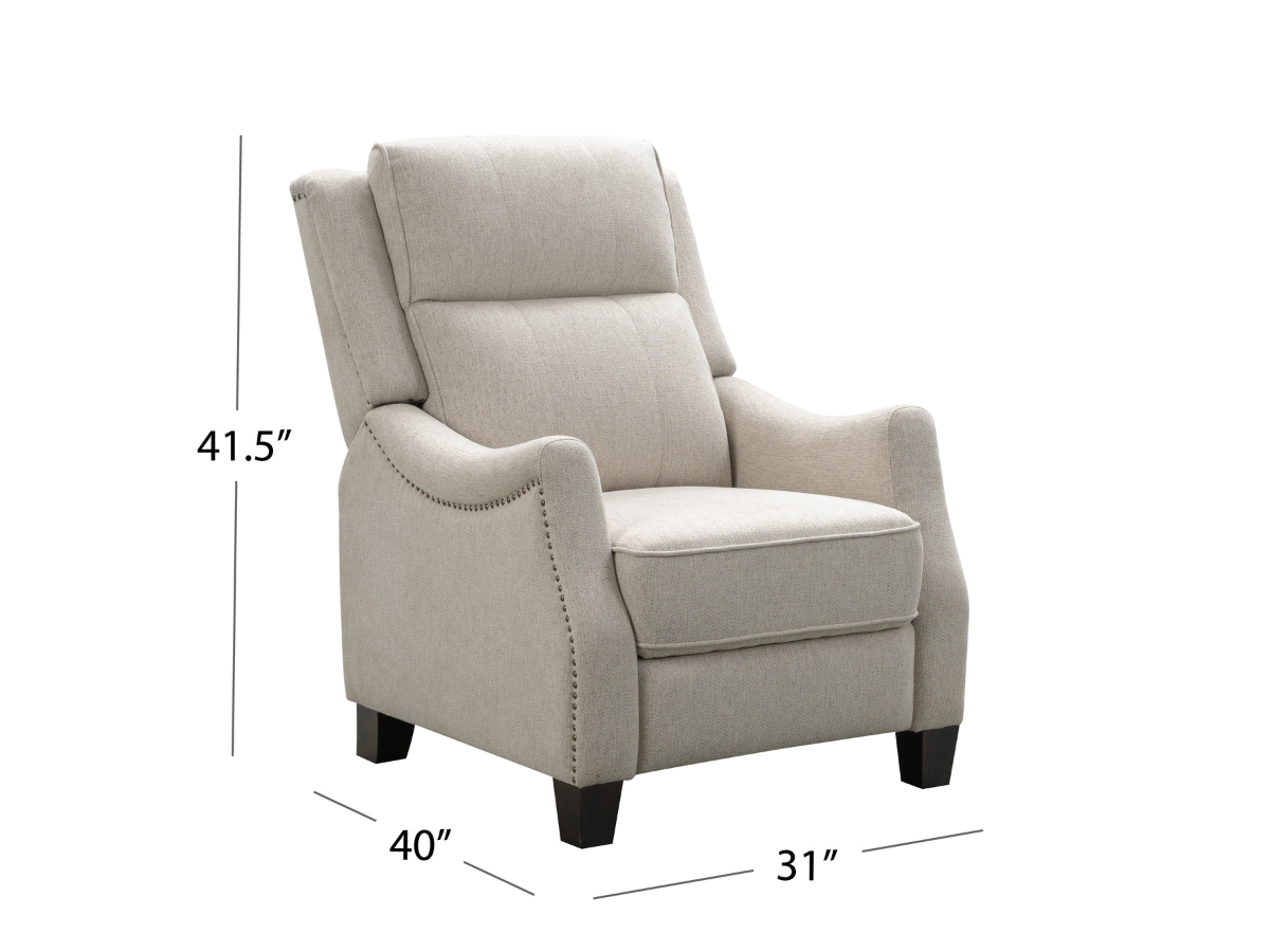 Calvin Fabric Tufted Push-Back Recliner - Cream