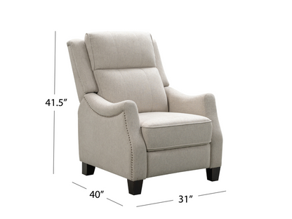 Calvin Fabric Tufted Push-Back Recliner - Cream