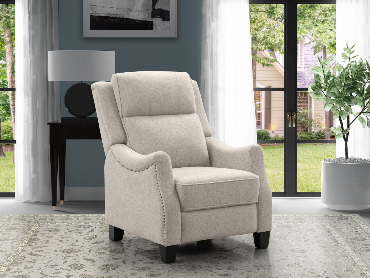 Calvin Fabric Tufted Push-Back Recliner - Cream