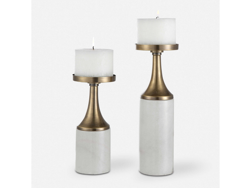 Abbyson Home Cast Marble Candleholders, Set of 2