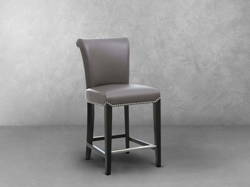 Century Grey Leather Counter Stool