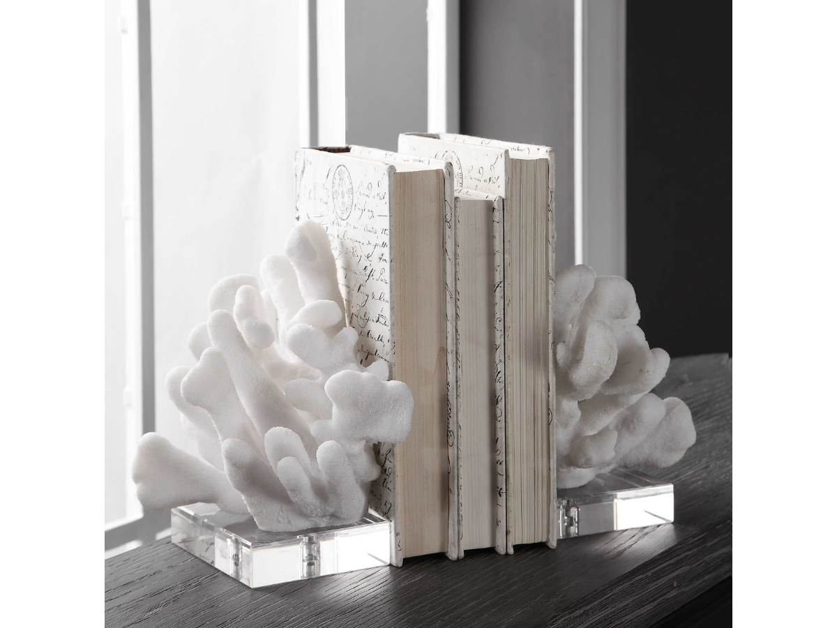 Abbyson Home Chandler White Bookends, Set of 2