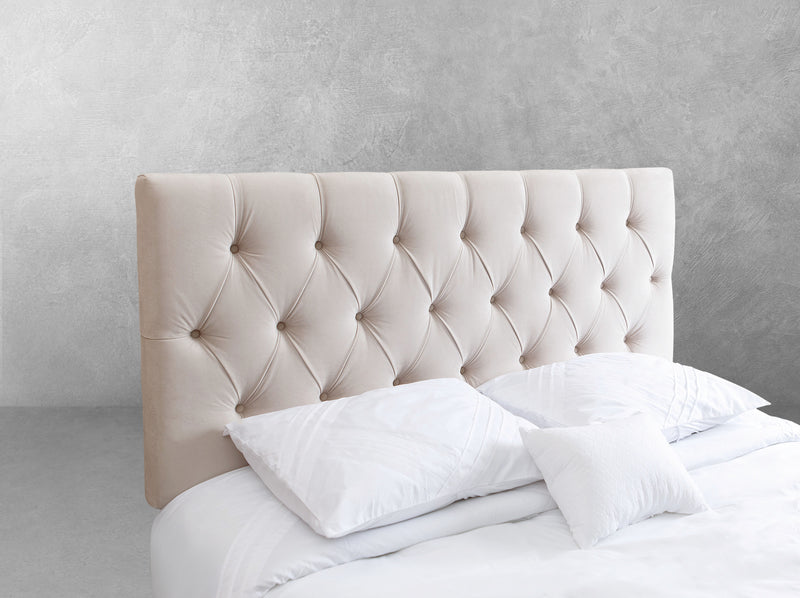 Connie Velvet Ivory Headboard, Full/Queen
