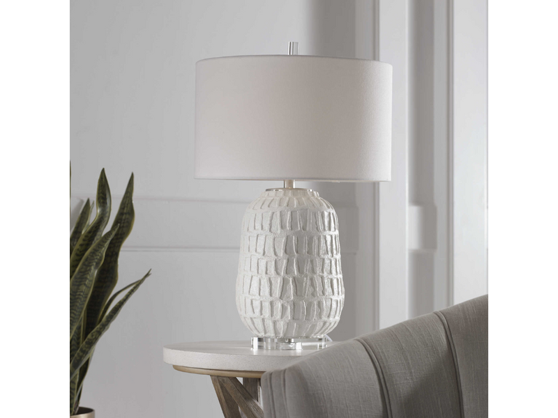 Abbyson Home Cora Textured White Table Lamp