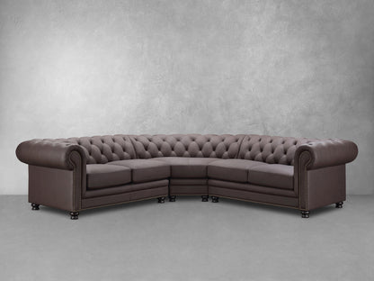 Culver 3pc Leather Chesterfield Sectional, Brown