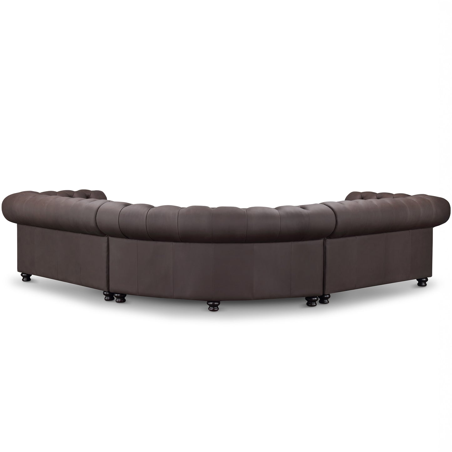 Culver 3pc Leather Chesterfield Sectional, Brown