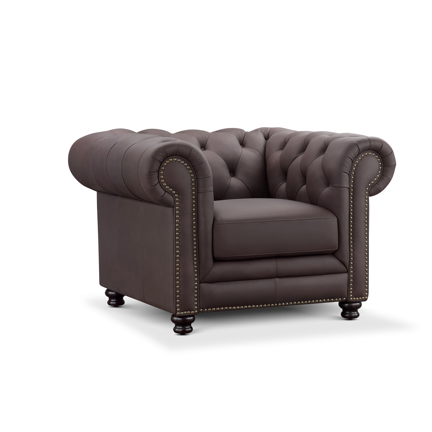 Culver Leather Chesterfield Armchair, Brown