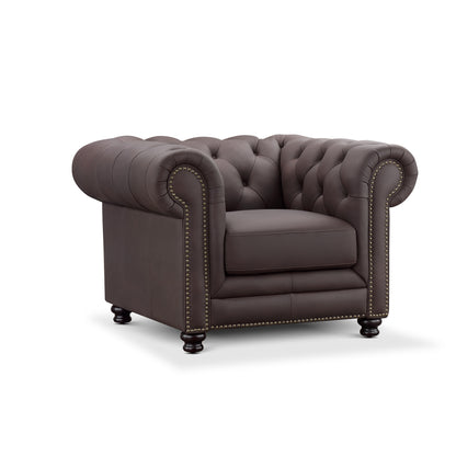 Culver Leather Chesterfield Armchair, Brown