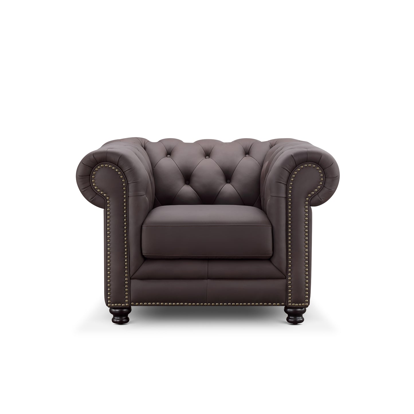 Culver Leather Chesterfield Armchair, Brown