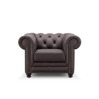 Culver Leather Chesterfield Armchair, Brown