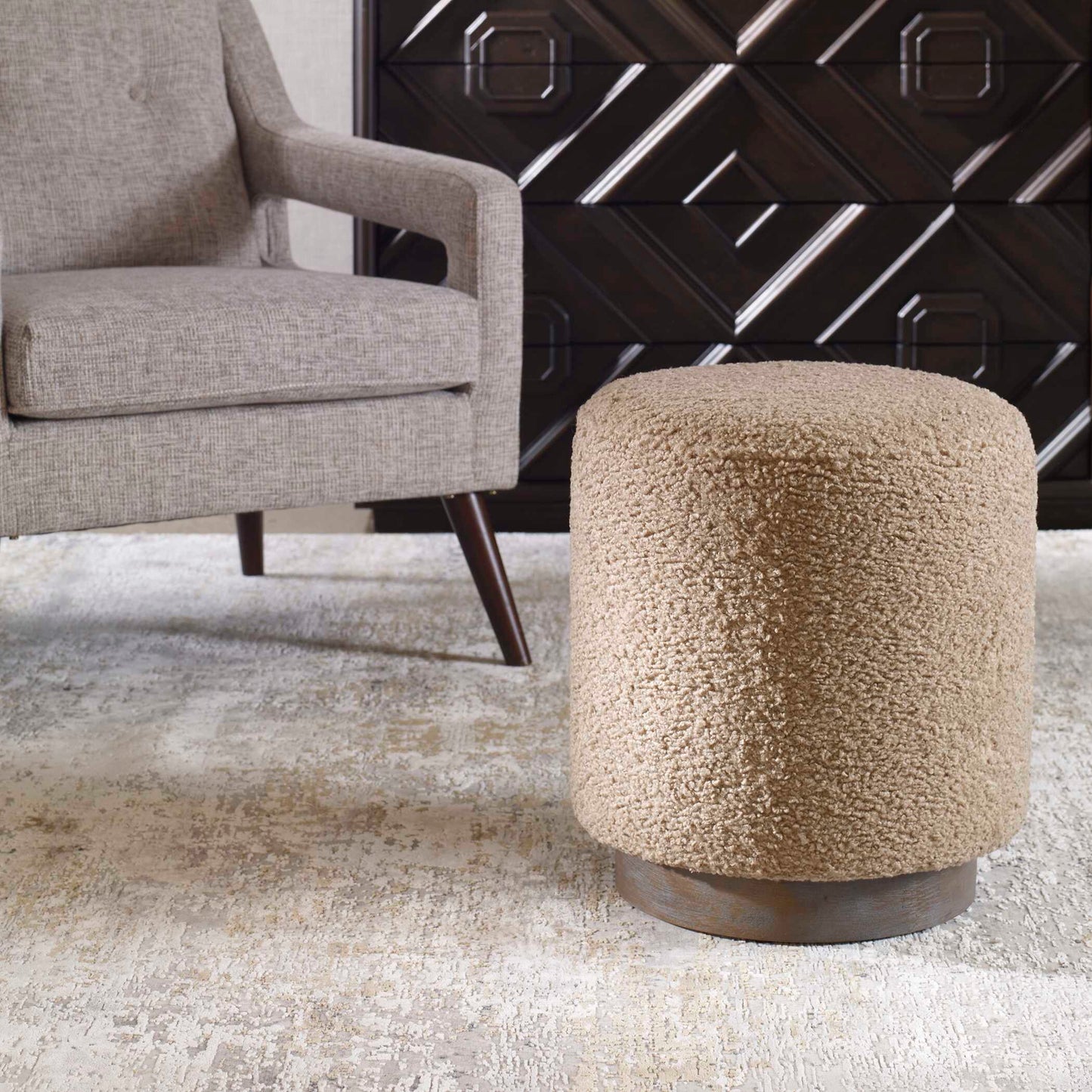 Abbyson Home Avila Latte Round Ottoman