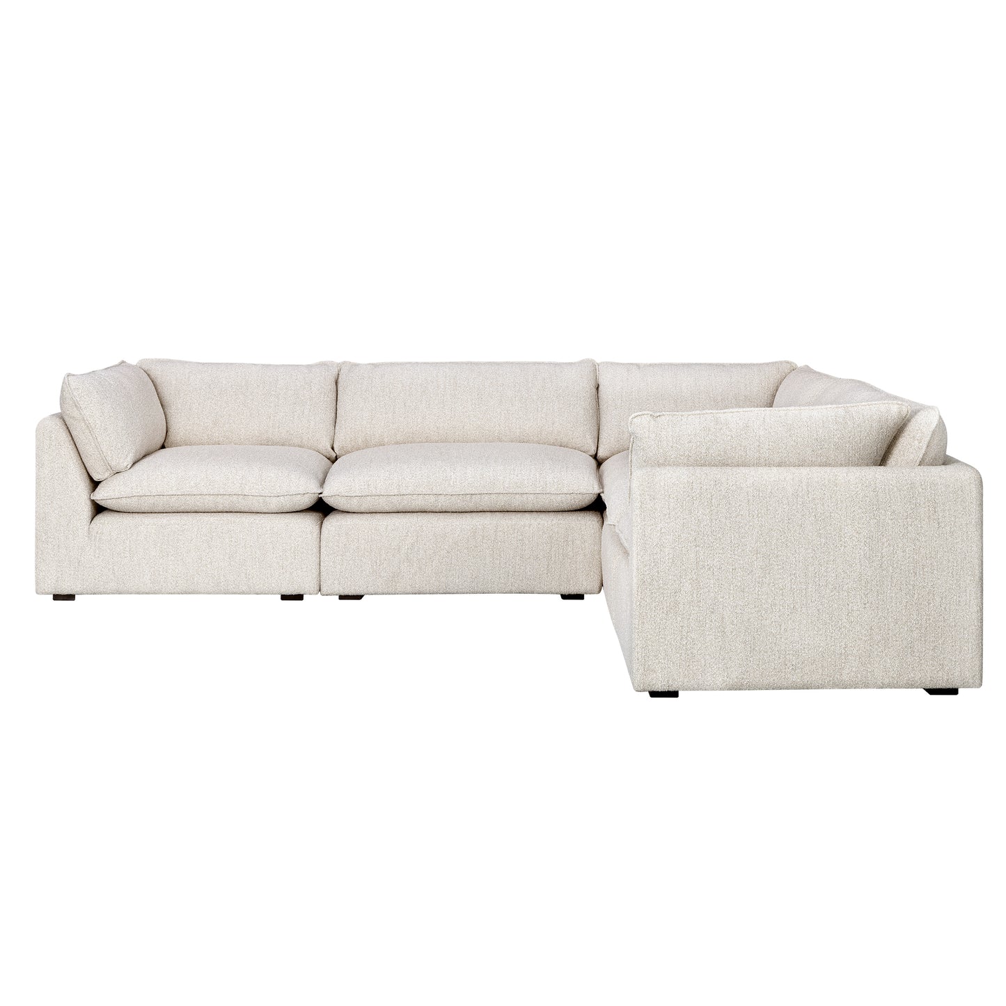 Luxe Boucle Fabric 5pc Two-Arm Sectional, Oat