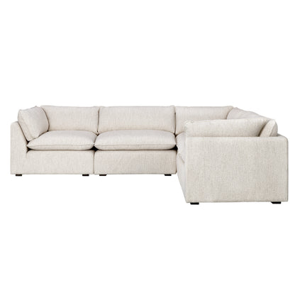 Luxe Boucle Fabric 5pc Two-Arm Sectional, Oat