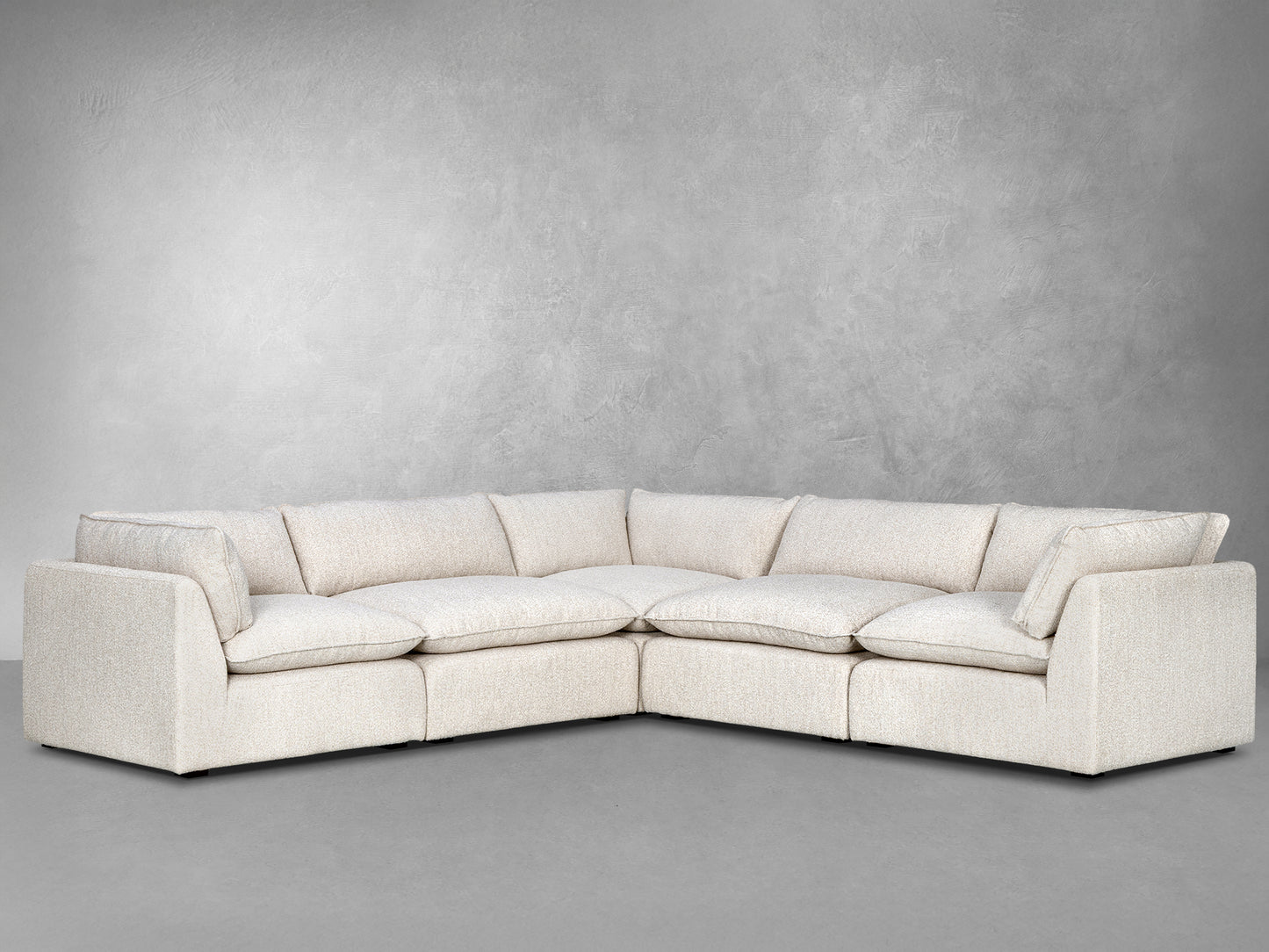Luxe Boucle Fabric 5pc Two-Arm Sectional, Oat