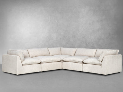 Luxe Boucle Fabric 5pc Two-Arm Sectional, Oat