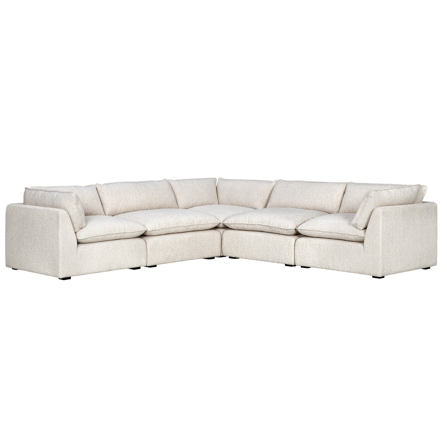Luxe Boucle Fabric 5pc Two-Arm Sectional, Oat