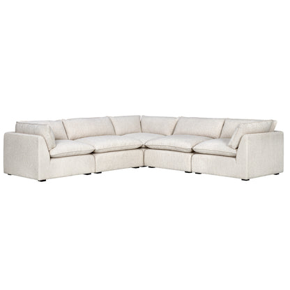 Luxe Boucle Fabric 5pc Two-Arm Sectional, Oat
