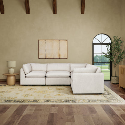 Luxe Boucle Fabric 5pc Two-Arm Sectional, Oat