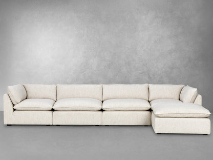 Luxe Boucle Fabric 5pc L-Shaped Sectional, Oat