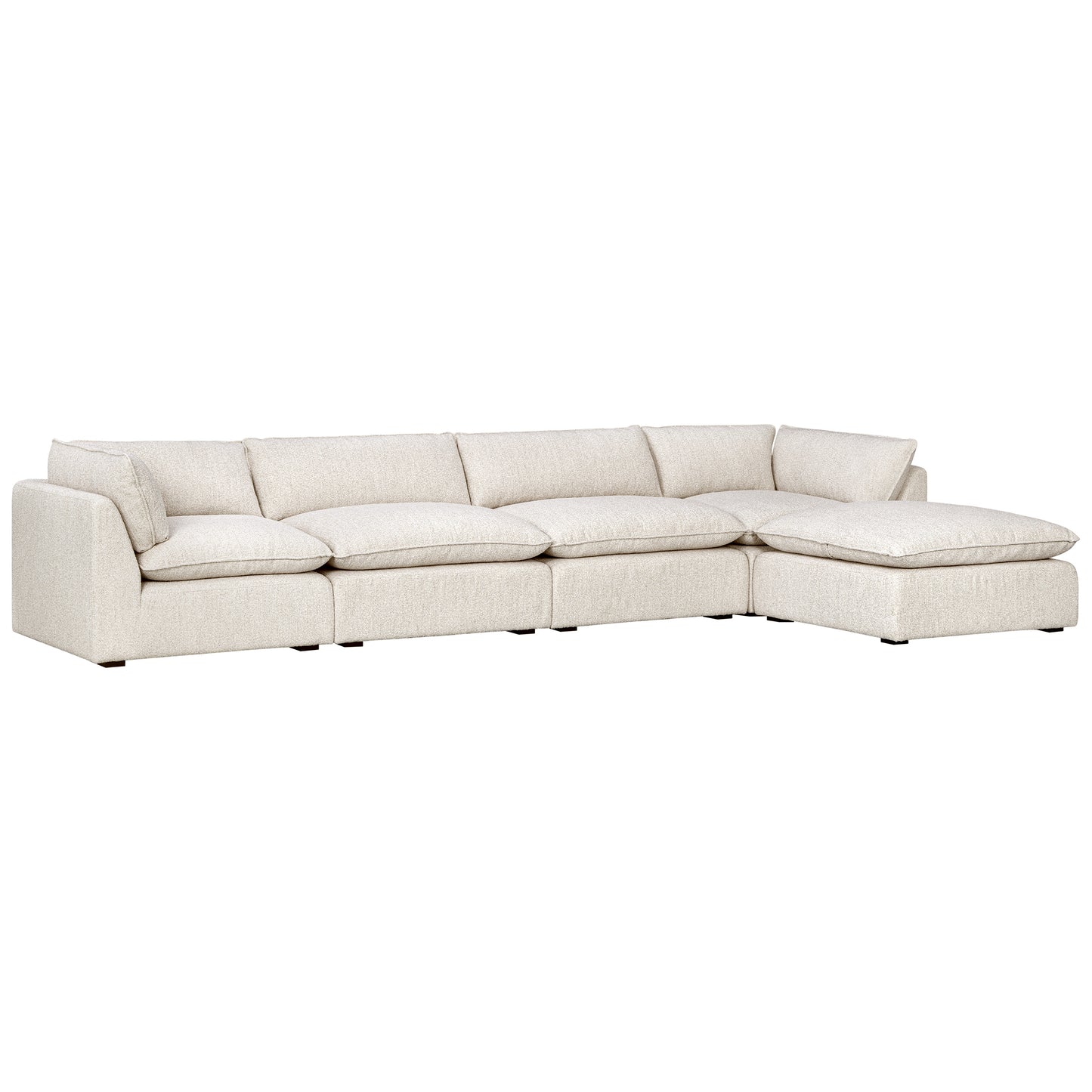 Luxe Boucle Fabric 5pc L-Shaped Sectional, Oat