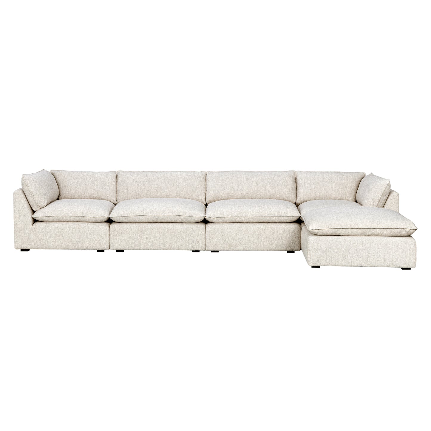 Luxe Boucle Fabric 5pc L-Shaped Sectional, Oat