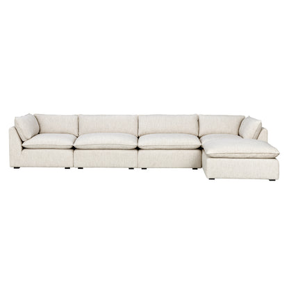 Luxe Boucle Fabric 5pc L-Shaped Sectional, Oat