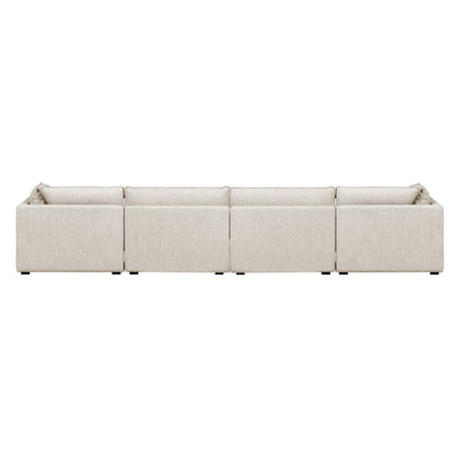 Luxe Boucle Fabric 5pc L-Shaped Sectional, Oat
