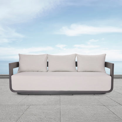 Sedona Outdoor Sofa, Sunbrella Cast Pumice And Bronze Aluminum