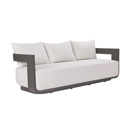 Sedona Outdoor Sofa, Sunbrella Cast Pumice And Bronze Aluminum