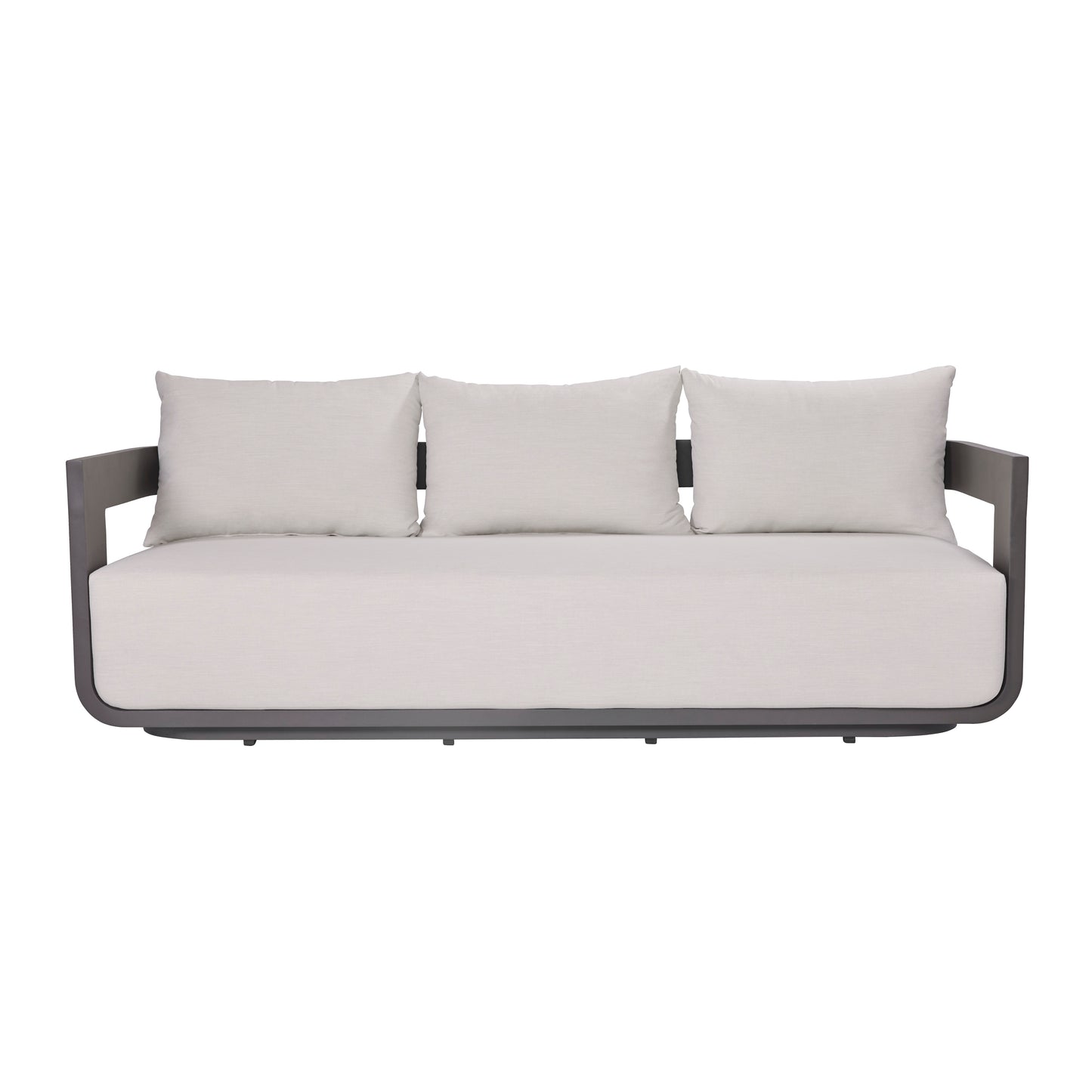 Sedona Outdoor Sofa, Sunbrella Cast Pumice And Bronze Aluminum